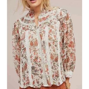 Feather Bone Anthropologie Floral Elena Top